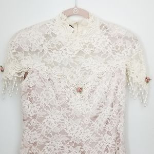 Vintage French lace wedding dress